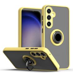 Capa de suporte giratório para Samsung S23 FE S23 Ultra S22 S21 FE S21 Ultra S20 S10 Note 20 Ultra 9 8 Capa de anel de dedo, amarela, para S21 Ultra