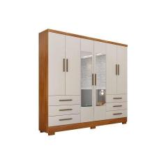Guarda Roupa Solteiro 6 Portas E 6 Gavetas C-espelho E Pés Encant Freijo Cumaru C- Fendi