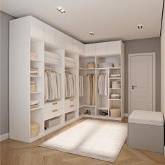Guarda-roupa Modulado de Canto 10 Peças 9 Portas Jade Cabecasa Madeiramadeira Branco Fosco