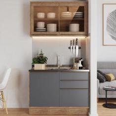 Cozinha Modulada Viena 2 Peças com 1 Armário Aéreo Vidros Reflecta 1 B