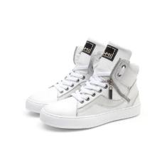 Tenis Feminino Sneaker Fitness Academia Couro com Ziper - Bawmi, Branc