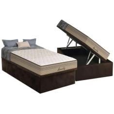 Conjunto Box Baú Solteiro: Colchão Espuma Paropas Molas Ensacadas Marc