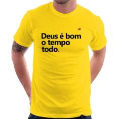 Camiseta Deus é bom o tempo todo - Foca na Moda, Amarelo, G