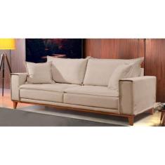 Sofá Fixo Aquiles 2 Lugares Luxo 160cm Castellar Móbile, Bege Claro