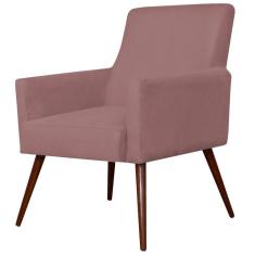Poltrona Decorativa Para Sala de Estar e Recepção Maria W01 Suede Rosê - Lyam Decor