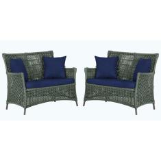 2 Sofás Área Externa Igapó Alumínio Pintura Marrom Corda Náutica Estof