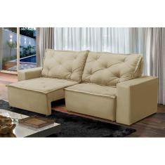 Sofá Retrátil e Reclinável 3 lugares com Molas 2,00m Ana Suede Bege Adonai Estofados