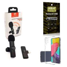 Capinha Samsung M53 + Microfone Lapela Sem Fio + Película 3D