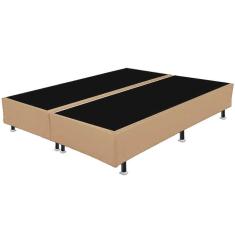 Base Box Bipartida Casal Universal em Suede 37x188x138 Cor Bege