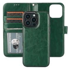 Bocasal Capa carteira destacável para iPhone 16 Pro Max com bloqueio de RFID, compartimentos para cartões, couro sintético premium, suporte magnético, à prova de choque, alça de pulso removível flip