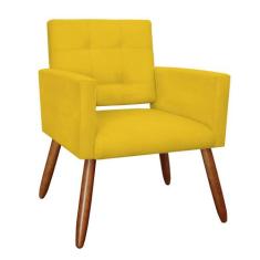 Poltrona Decorativa Camila Pés Palito Suede Amarelo - DS Estofados - E