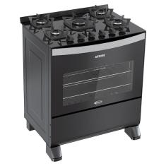 Fogão De Piso Azzure Glass 5 Bocas Easy Clean Clarice Preto Bivolt