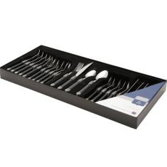 Faqueiro 24 Peças Madras Aço Inox com Cabo Marfim Preto Wolff - Saldão