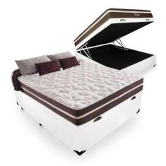 Cama Box Com Baú Casal  Branco  Colchão Casal Molas  Anjos  Classic Su