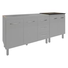 Armário Cozinha Gabinete Pia De 120 Cm Bruna E Balcão Fran Para Cookto