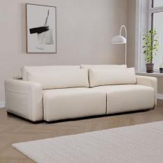 Sofá Essence Retrátil 3 Lugares 200Cm Cabecasa Madeiramadeira Bouclé Off White