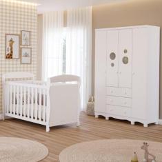 Quarto Bebê Completo Berço Americano Marquesa 3em1 Guarda Roupas 4 Por