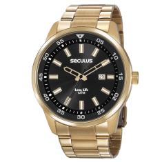 Relógio Seculus Masculino Long Life Dourado Analógico 20786GPSVDA3