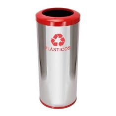 Lixeira Em Inox Com Aro - JSN, Vermelho
