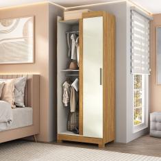 Guarda-roupa Canto Reto Paris Com Pés Espresso Móveis Cinamomo/off White