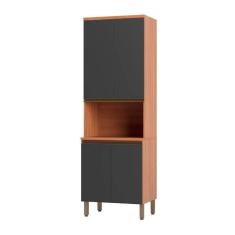 Paneleiro Macadâmia 70cm Com Espaço Para Micro-ondas 4 Portas 914301 Telasul Freijo E Grafite