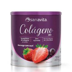 Colágeno Hidrolisado Skin Sanavita Morango E Açaí 300g