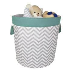 Cesto Organizador De Brinquedos Chevron Com Verde Malva - Tropical Bab