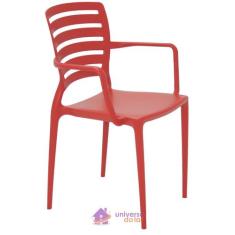 Cadeira Tramontina Sofia Vermelha Com Braços Encosto Vazado Horizontal