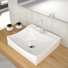 Kit Cuba Q440 com Torneira 1198 Metal e Válvula 1 Pol. Sifão Cromado e Flexível Compace Branca