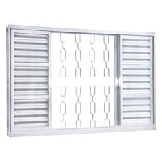 Janela de Aço Veneziana 100x100cm 6 Folhas com Vidro Liso Minas Sul MGM Branco