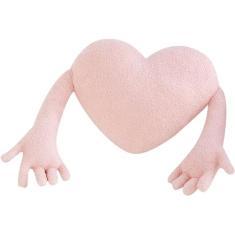 Travesseiro de coração, travesseiro fofo em formato de coração com braços e travesseiro, almofada de pelúcia em formato de coração e travesseiros de pelúcia, travesseiro de decoração de quarto e trave