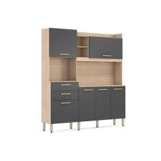 Cozinha Completa Select c/ 6 Portas e 2 Gavetas 178x194 Avena/Grafito - Demóbile