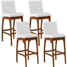Kit 04 Banquetas Altas Cozinha Mila B04 Facto Branco Fosco