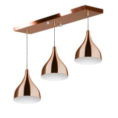 Lustre Pendente Gota Triplo Base Retangular Cobre - MARRYLUZ