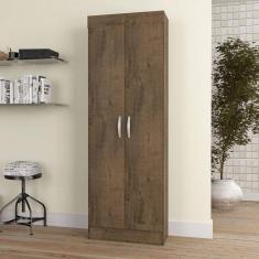 Armário Multiuso 2 Portas e 4 Prateleiras Uruguay Linha Light Atualle Móveis Mocaccino Rústico Mocaccino Rústico