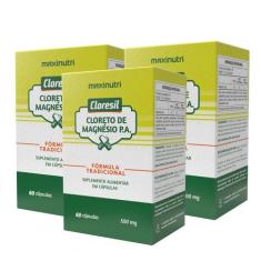 Kit 3 Cloresil Cloreto Magnésio 500mg 60 Cápsulas Maxinutri