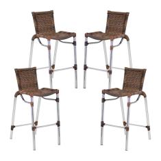 Kit 4 Banquetas Fortaleza Em Alumínio Alta Edícula Cozinha e Balcao