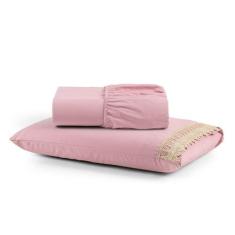 Jogo De Lençol Rubi Solteiro 2 Pçs 100% Algodão 200 Fios Ponto Palito 