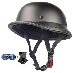 Capacete de motocicleta estilo alemão boné fino de caveira metade para homens adultos e mulheres (incluindo óculos e máscara) retrô para scooter Cruiser Aprova DOT Novidade Capacete Half Shell Rosto