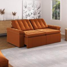 Sofá Cama Retrátil e Reclinável 4 Lugares 240cm Veludo com Molas Palme