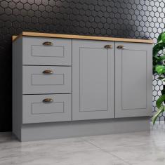 Balcão para Cozinha 3 Gavetas 2 Portas com Tampo Emily - Espresso Móve