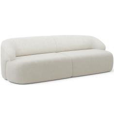 Sofá 3 Lugares Curvo Orgânico Para Sala Living 250cm Barolo L06 Bouclê Off White - Lyam Decor