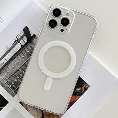 Moda chapeamento magnético para carregador sem fio caso para iphone 14 13 12 11 pro xs max x xr 7 8 plus capa transparente de silicone, transparente, para iphone 7