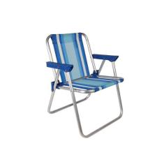 Cadeira De Praia Infantil Alta Alumínio Azul Mor