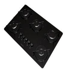 Cooktop 5 Bocas Flange Esmaltado Vidro Fogatti Preto/Esmaltado