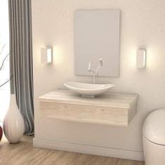 Bancada para Banheiro 80cm com Cuba Canoa L45 e Espelheira 801w Metrópole Compace Snow