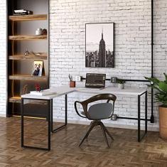 Mesa de Escritório em L Estilo Industrial 150x150cm Kuadra