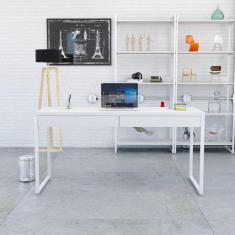 Mesa para Escritório 150cm 2 Gavetas Kuadra Branco Chess / Est.Branca