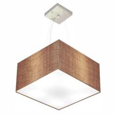 Lustre Pendente Quadrado Md-4195 Cúpula Em Tecido 25/40x40cm