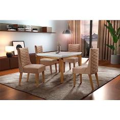 Sala De Jantar Liz 120 Tampo MDF Canto Reto Com 4 Cadeiras Safira Rufato
